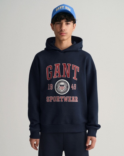 [Gant 906858/0433] (boys Crest Shield Hoodie Navy) 035599
