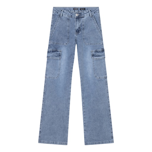 [Indian Blue Jeans ibgw23-2196] (girls Cargo Denim Wide Fit Light denim) 037514