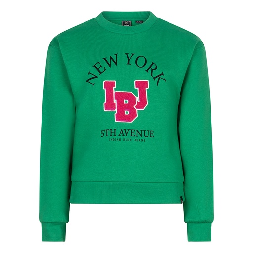 [Indian Blue Jeans ibgw23-4008] (girls Organic Sweater Embroidery Green) 037808